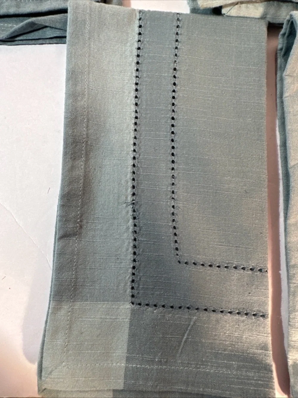 Pier 1 Imports Hemstitch Smoke Blue Napkins Lot Of 5 Cotton 20”x20” Discontinued